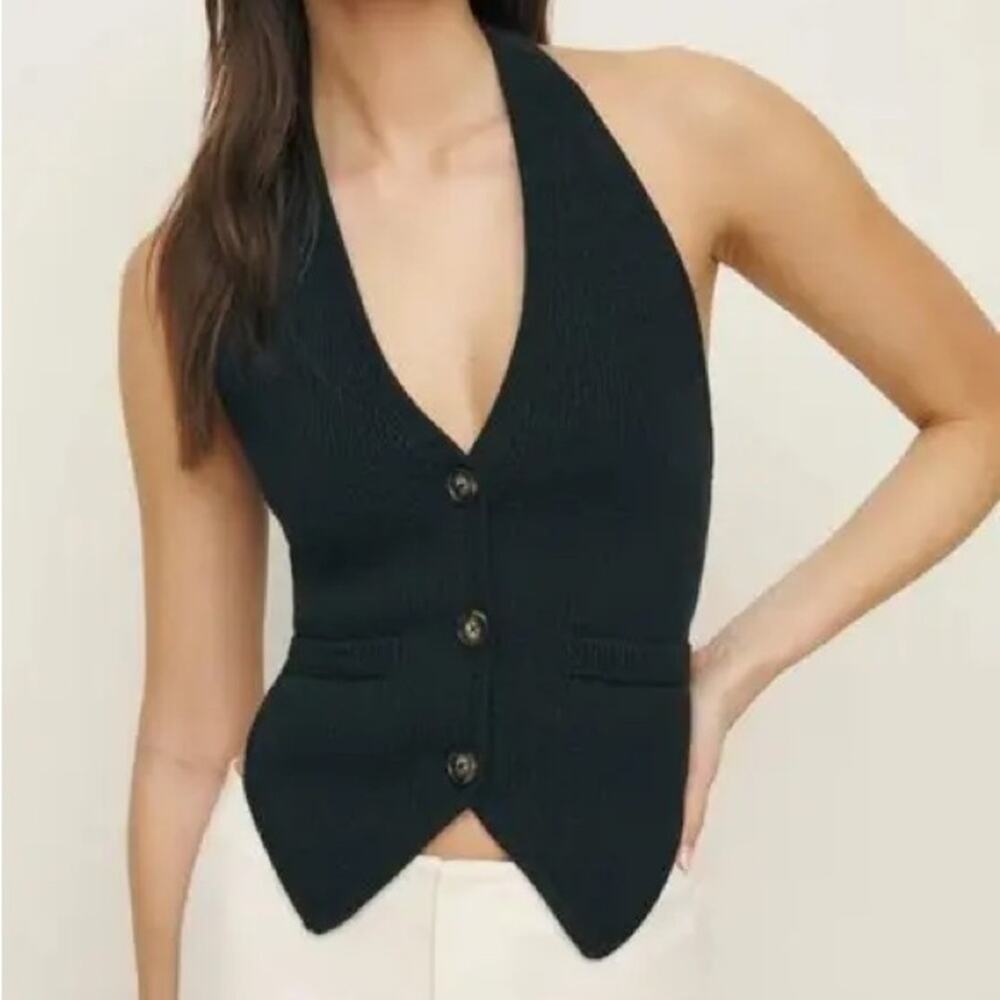 Reformation Romy Halter Sweater Vest in Black XL